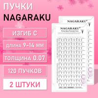 Пучковые черные ресницы Pointy Base 4D small C, 0.07, 9-14 mm, 2 шт