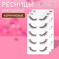 Коричневые накладные ресницы TZong 01 3 шт