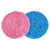Спонжи для умывания пористые круглые, Ø80мм h6мм, 2шт (03 Розовый~Голубой)