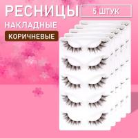 Коричневые накладные ресницы TZong 01 5 шт