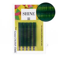 Ресницы цветные SHINE (зеленые), микс, 5 лент