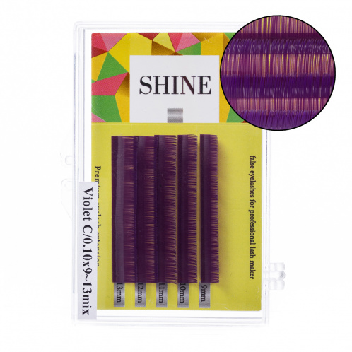 Ресницы цветные SHINE (фиолетовые), микс, 5 лент