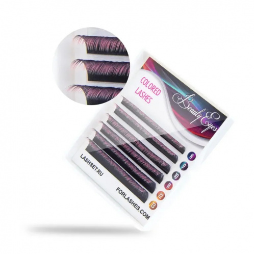 Ресницы для наращивания двухтоновые Beauty Eyes MIX (Бьюти Айс), Black - pink 6 линий