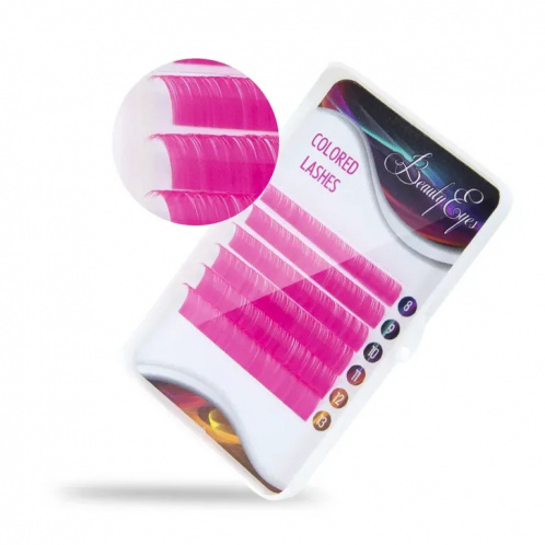 Розовые ресницы Beauty Eyes (Бьюти айс), миксы длин, 6 лент