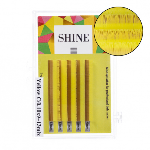 Ресницы цветные SHINE (желтые), микс, 5 лент